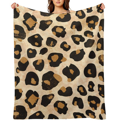 Anti-Pilling Flannel Blanket Beige Leopard Print