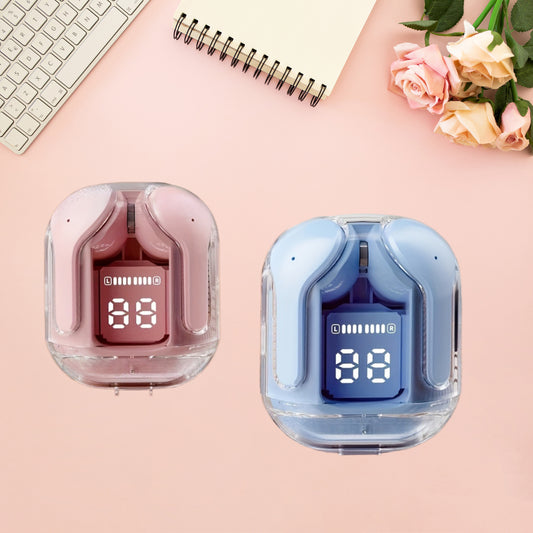 LED Digital Display Transparent Wireless Headphones Immersive Gaming Experience HD Calling Long Endurance