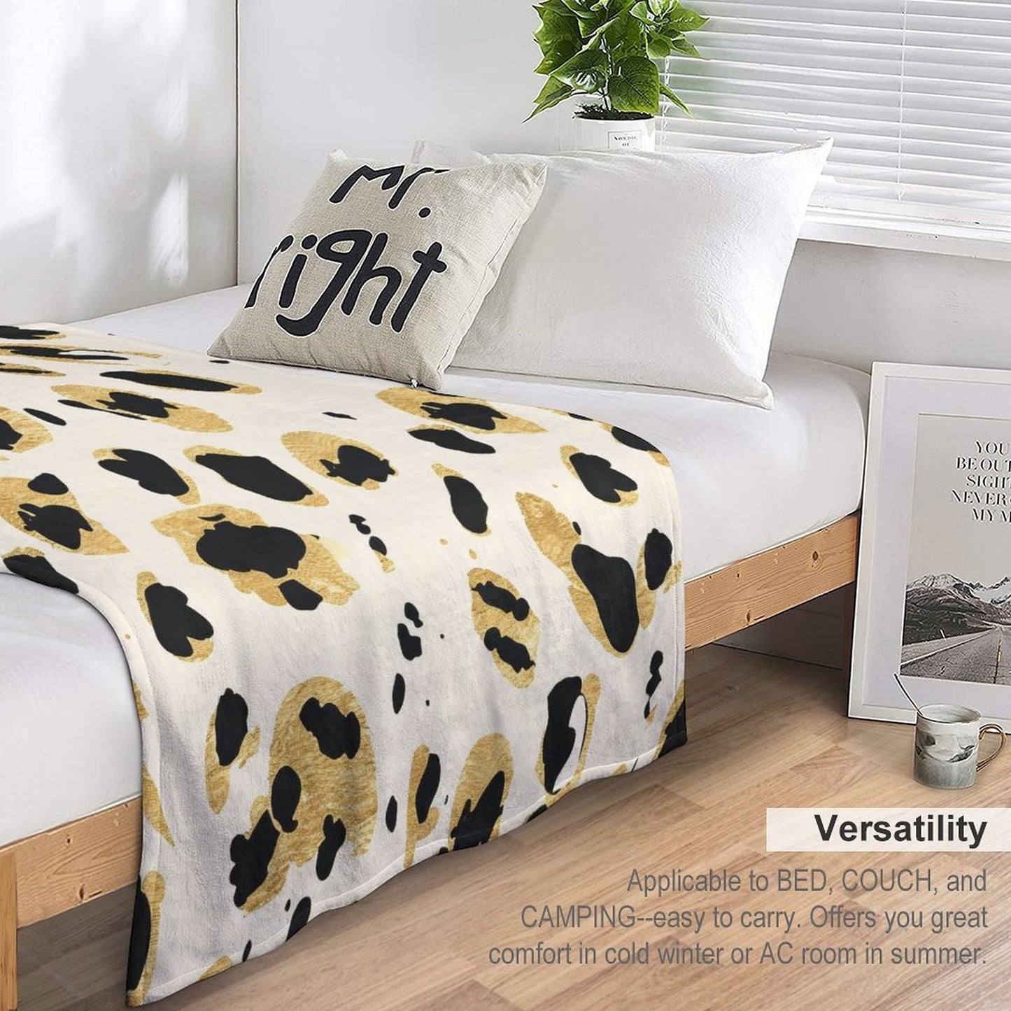 Warm Leopard Pattern Flannel Blanket Home Decor