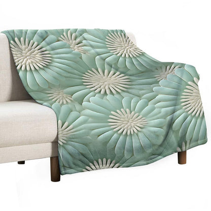 Soft Anti-Pilling Flannel Blanket with 3D Floral Pattern Design