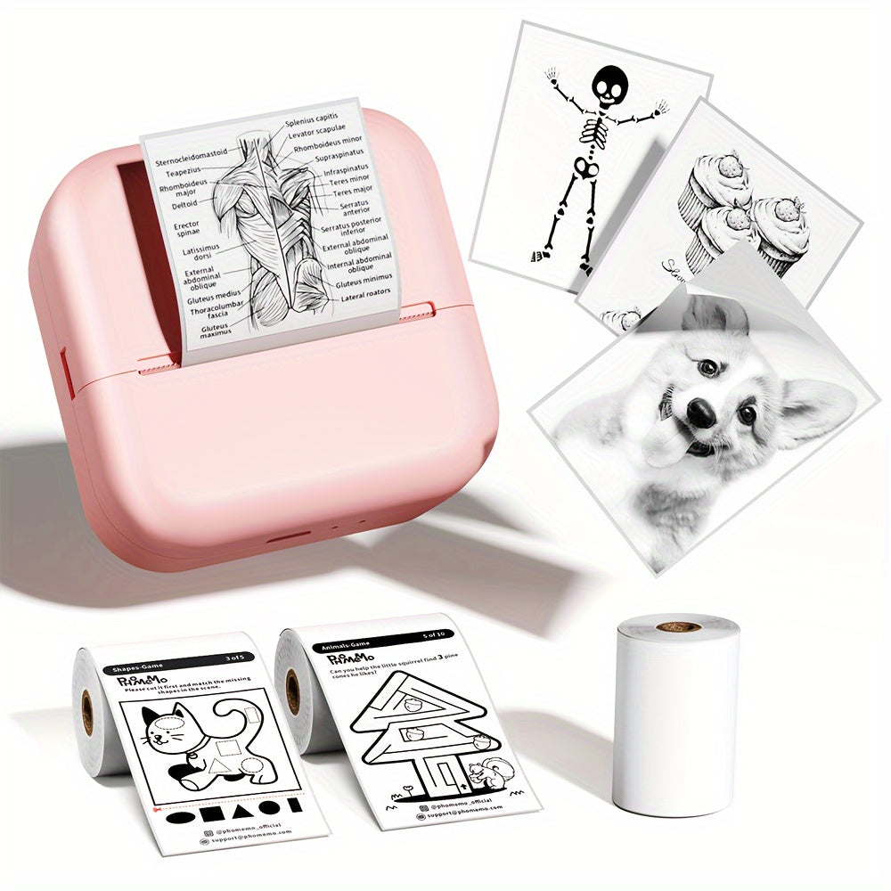 Phomemo M02L Inkless Thermal Printer Sticker Maker for iOS Android Office Documents Printing with Non Adhesive Paper Roll Desk Organization Accessory