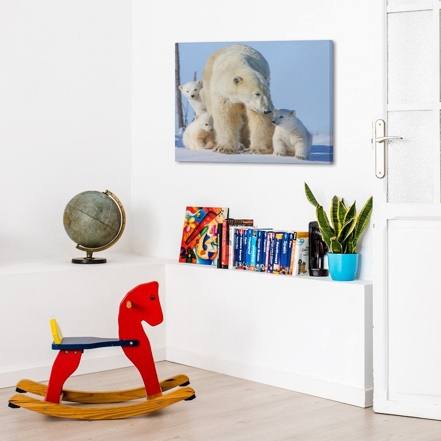 Polar Bear Family Canvas Wall Art – Arctic Wildlife Home Decor