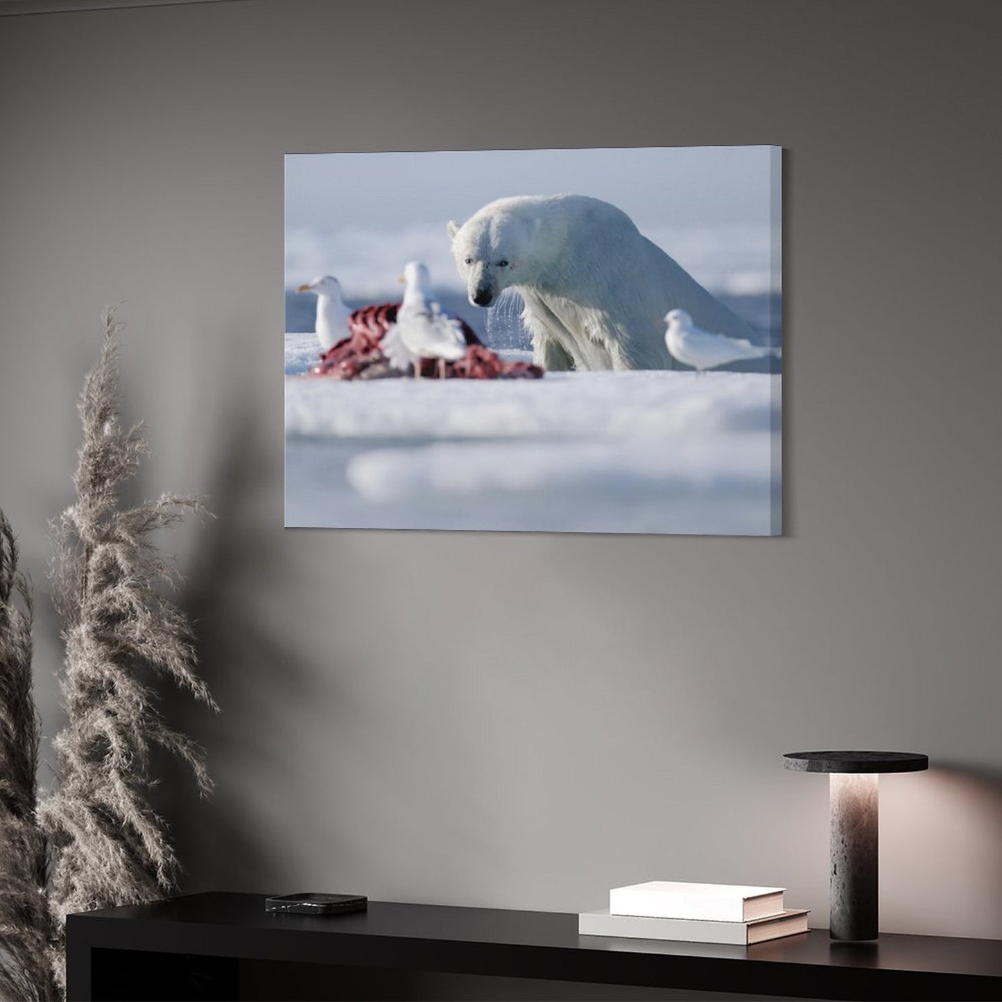 Arctic Polar Bear and Seagulls on Ice Canvas Wall Art/09