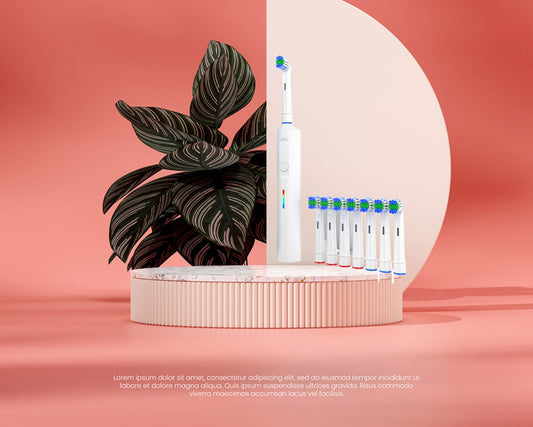 Rotating Electric Toothbrush for Adults 3D Round Head Soft Bristles 4/6/8 Brush Heads 3 Strength Modes IPX7 Waterproof Travel Case USB Type C Charging