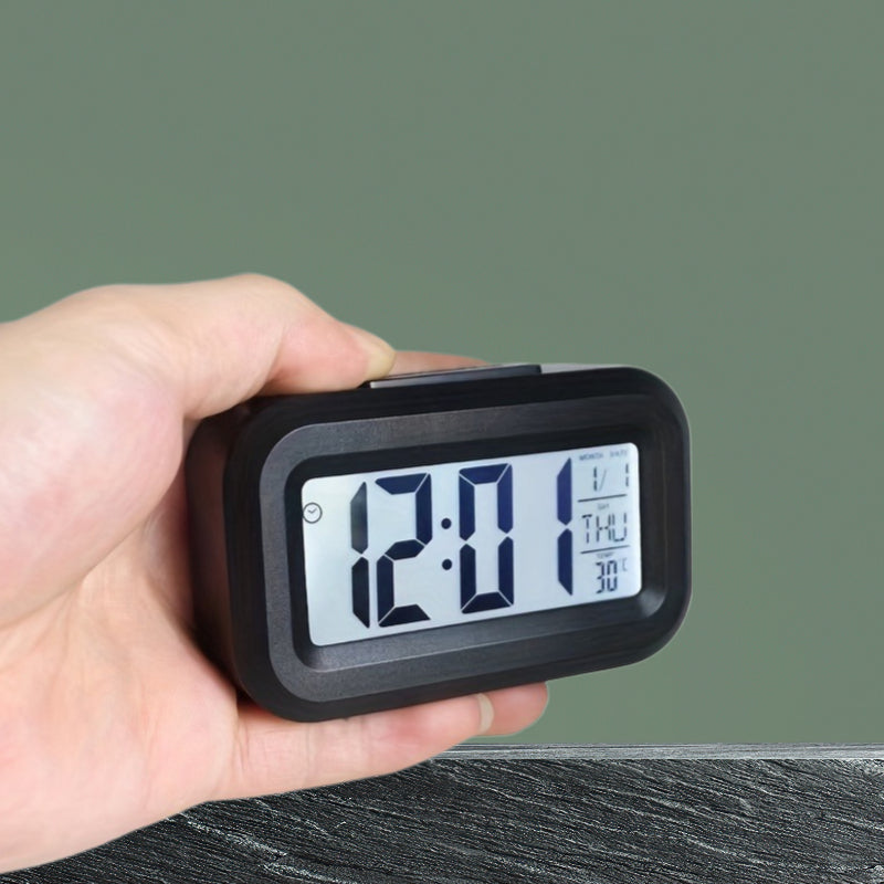 1pc Multi-functional Office Alarm Clock with Luminous Temperature Calendar Check-in Timer Fashion Clock Without Battery