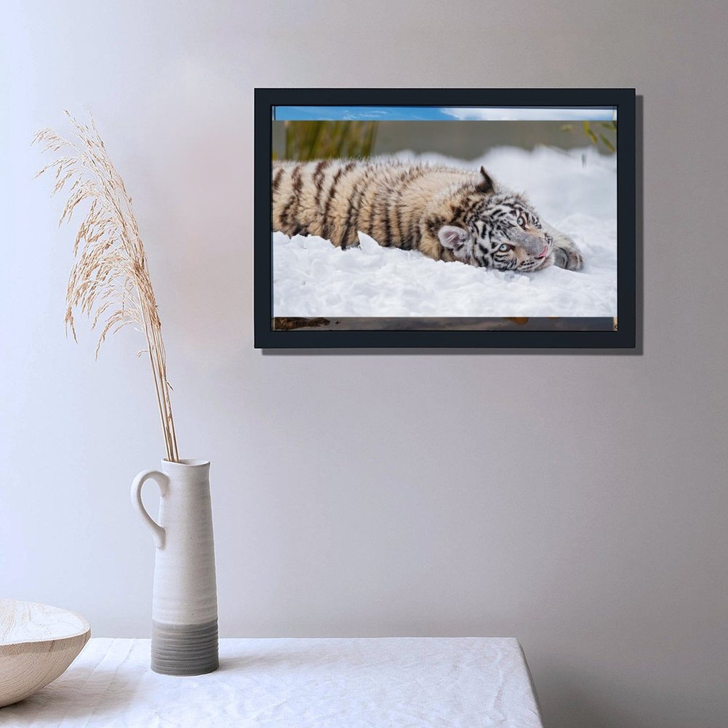 Snow Tiger Cub Canvas Wall Art – Modern Framed Home Décor (19)