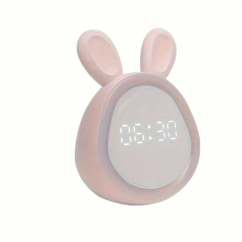 Adorable Rabbit Alarm Clock Small Night Light for Bedroom Living Room Office Decor Smart Student Gift Spring Season