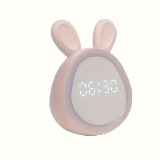 Adorable Rabbit Alarm Clock Small Night Light for Bedroom Living Room Office Decor Smart Student Gift Spring Season