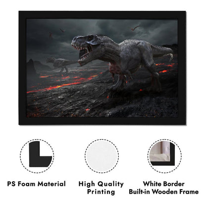 T-Rex Dinosaur Wall Art Framed Canvas Print Decor-07