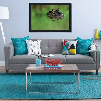 Crocodile in Water Wall Art Black Frame Wildlife Decor