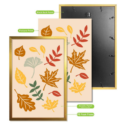 Autumn Leaves Art Print, Minimalist Fall Foliage Wall Decor-16