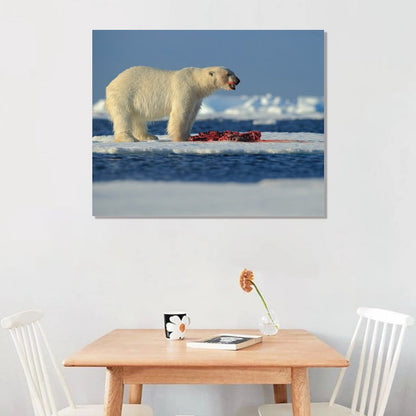 Arctic Predator Polar Bear Hunting Scene Canvas Art-07