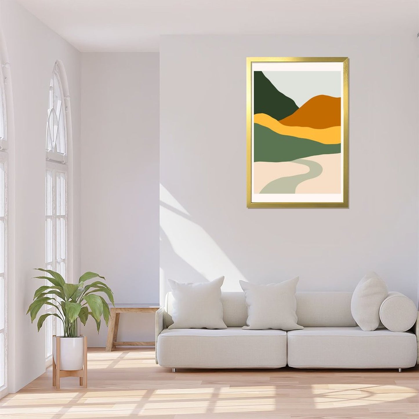 Geometric Mountain View Canvas Art with Frame-22
