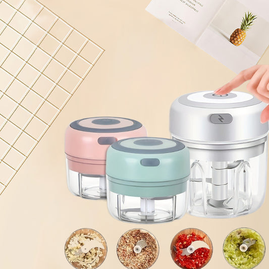Compact Electric Mini Food Chopper 100/250ml - USB Rechargeable Portable Garlic Onion Cutter with Sharp Blades for Vegetables Fruit Meat Chili Ginger - Easy to Clean