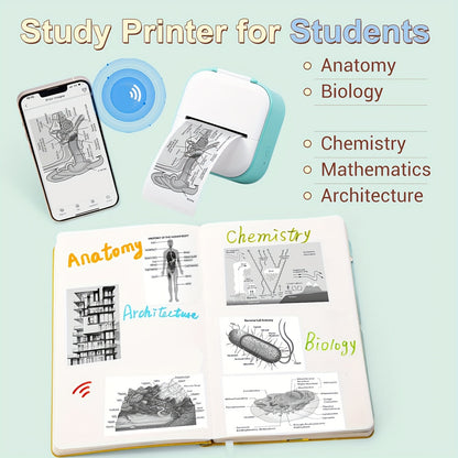 Mini Pocket Printer Phomemo T02 Wireless Label Maker with Sticker Paper Thermal Paper Compatible iPhone iPad Android Doodle Dash Notes Memo