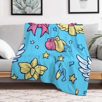 Blue Angel Wings Anti-Pilling Flannel Blanket – Soft Cozy Decorative Throw