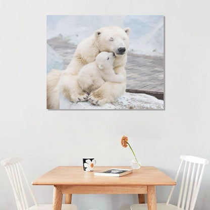 Polar Bear Mother and Cub Canvas Wall Art – Arctic Love Home Decor-011