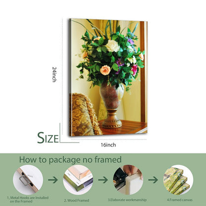 Artistic Floral Print Canvas with Wooden Frame 13