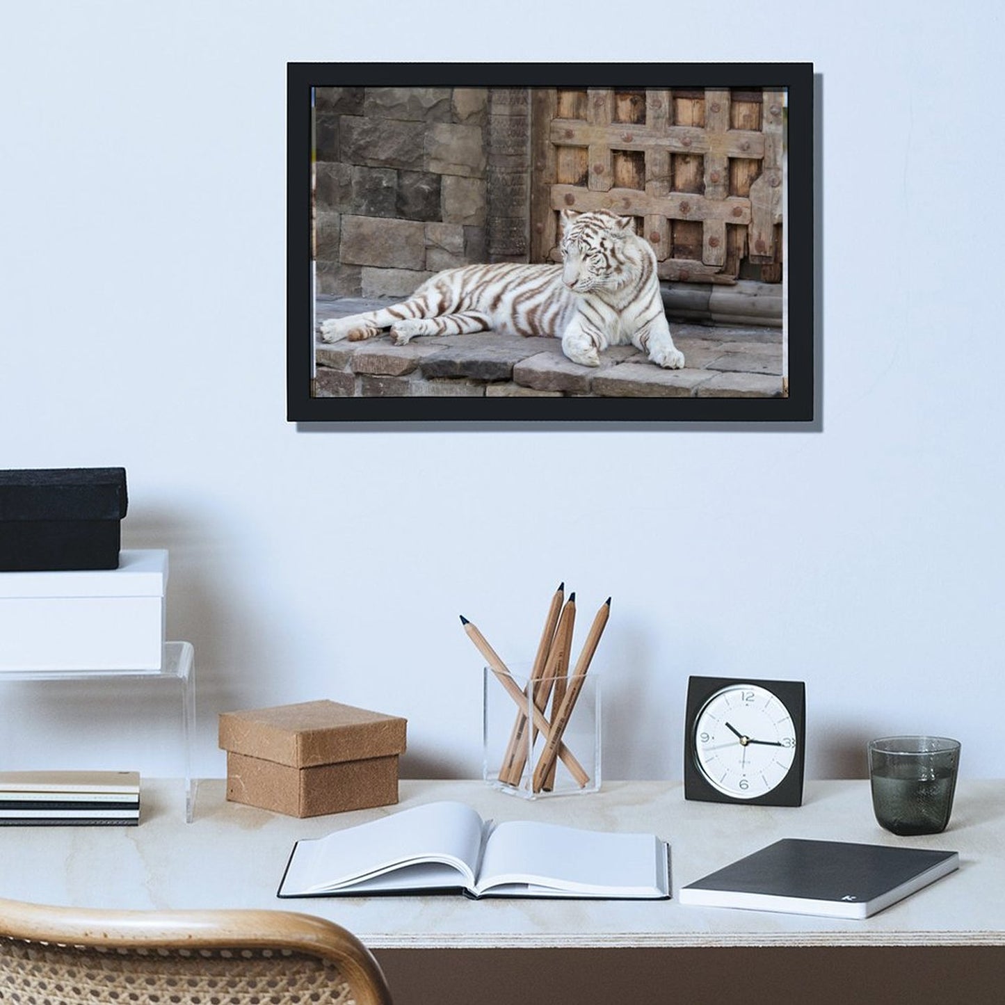 White Tiger Canvas Wall Art – Elegant Modern Animal Print Decor-14