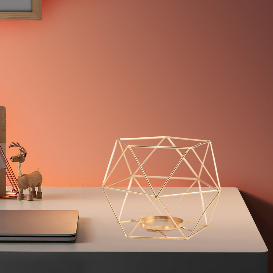 Black Metal Geometric Candle Holder with Rose and Starry Sky Design - Elegant Minimalist Tabletop Decor for Home Ambiance and Aromatherapy