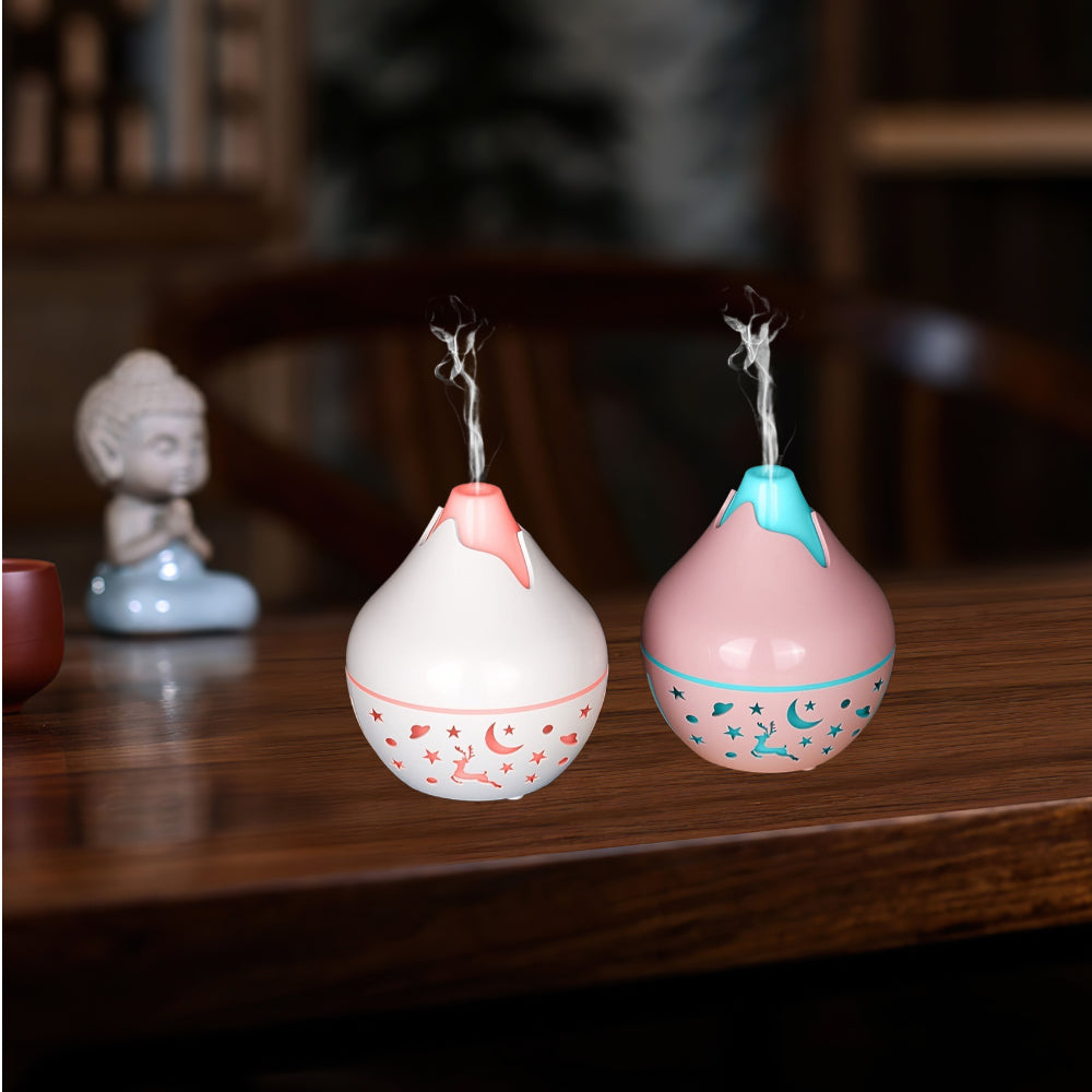 1pc USB Powered Multi-Functional Humidifier with Cold Mist Plastic Design and Wooden Accents for Office Bedroom Living Room in Blue Black