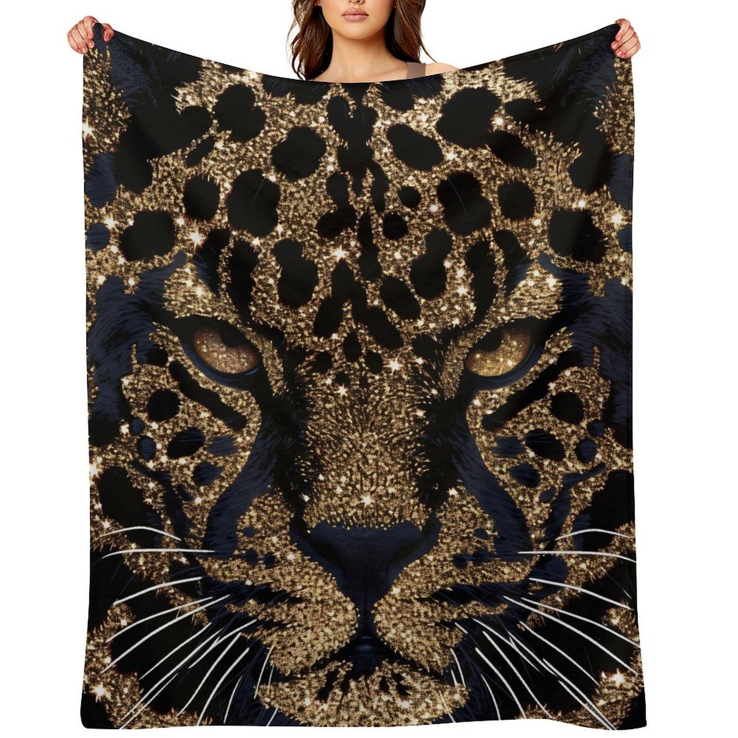 Luxury Leopard Face Flannel Blanket Soft Warm