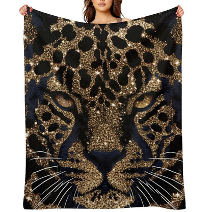 Luxury Leopard Face Flannel Blanket Soft Warm