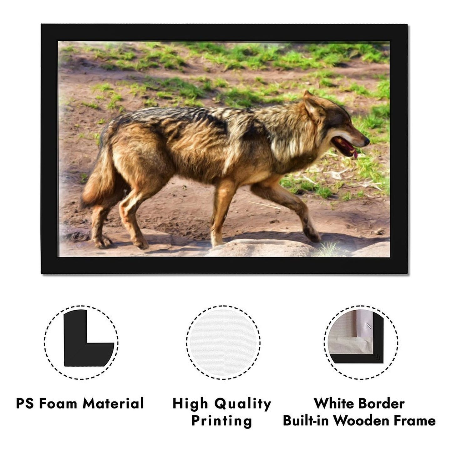 Wolf Pair Canvas Painting Forest Animal Wall Picture-59