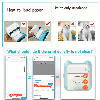 Portable Mini Photo Printer by GOTOOGO - Thermal Printing Device for iPhone Android with 1200mAh Battery Monochrome Prints Photos QR Codes Labels Ideal for Office Memory Keeping