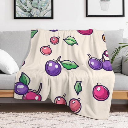 Anti-Pilling Flannel Blanket with Cute Cartoon Fruit Pattern Design