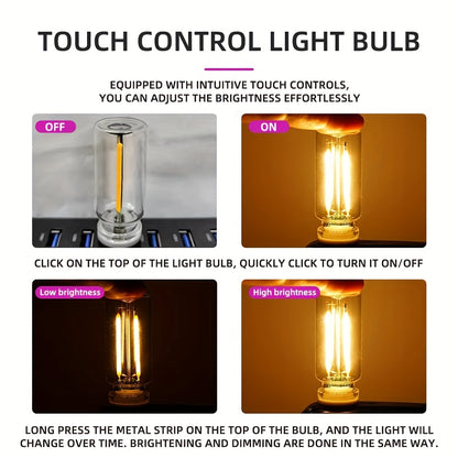 SB Touch Control Table Lamp with Adjustable Brightness Glass Shade Modern Design for Bedroom Car Holiday Decor Night Light
