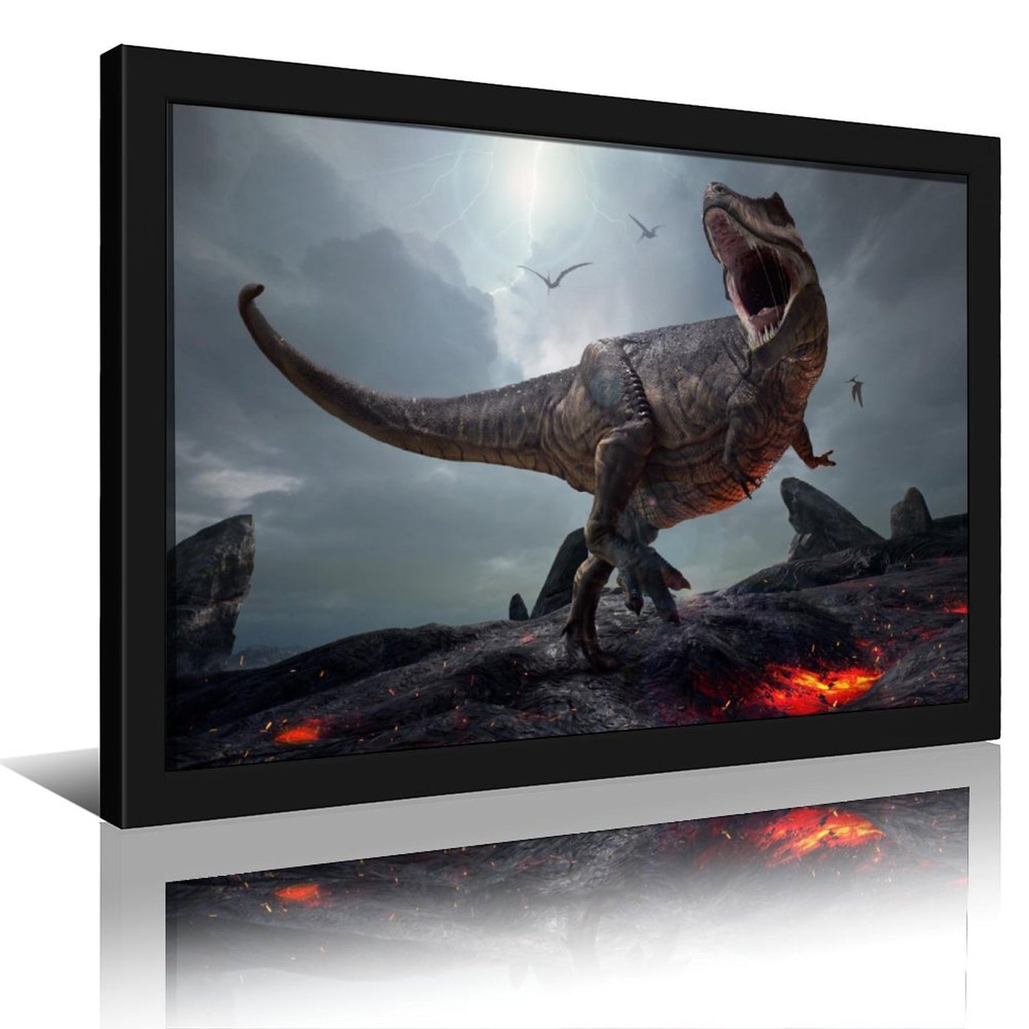 Dinosaur Volcano Scene Canvas Wall Art for Home-6