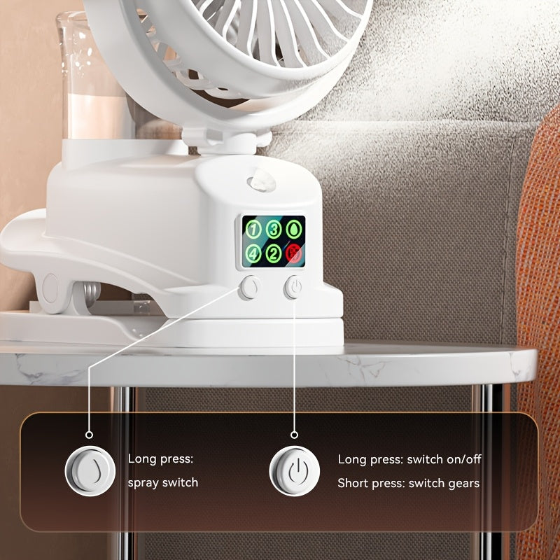 USB Desktop Fan Humidifier Combo 4 Adjustable Speeds 2 Mist Levels Quiet 360° Rotation Cooling for Workspace Bedroom