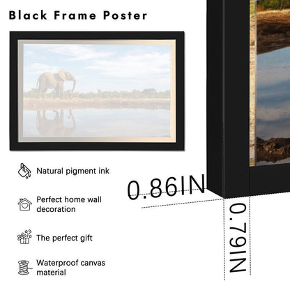 Elephant by the Water Canvas Wall Art – Modern Framed Décor 013