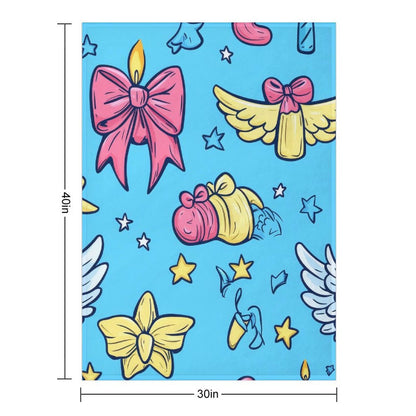 Blue Angel Wings Anti-Pilling Flannel Blanket – Soft Cozy Decorative Throw
