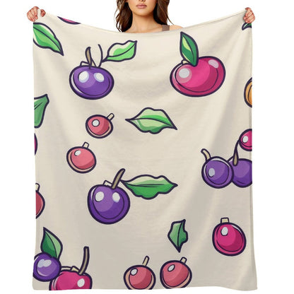 Anti-Pilling Flannel Blanket with Cute Cartoon Fruit Pattern Design