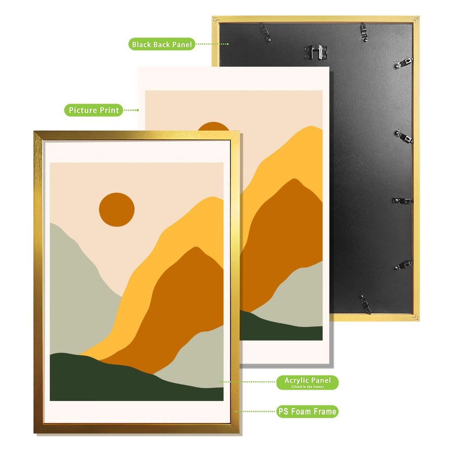 Golden Sunset Abstract Framed Canvas Painting 11