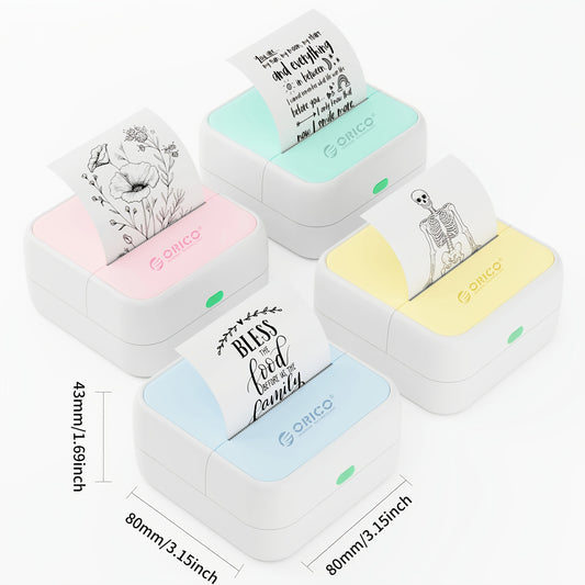 Portable Thermal Label Printer by Orico Inkless Wireless Mobile Printing Compatible with Android iOS for Barcode Home Office