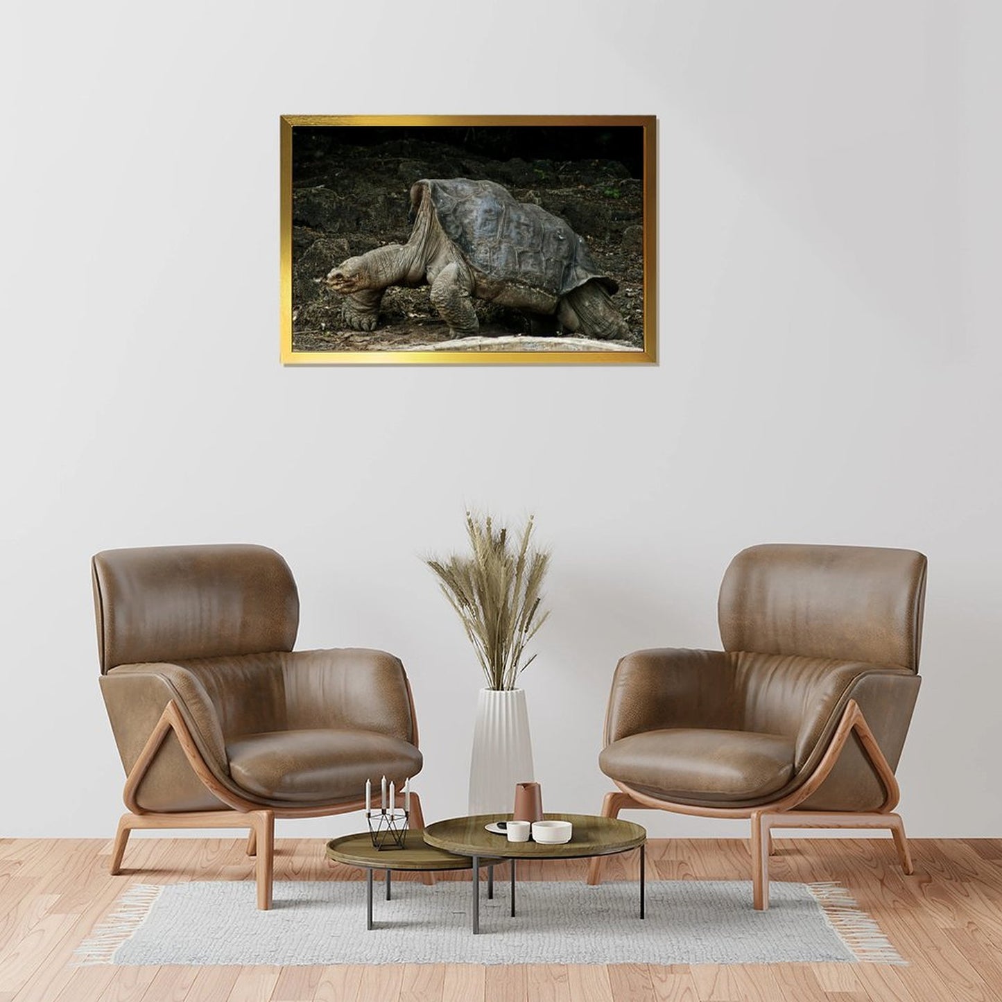 Cute Turtle Wall Art Gold Frame Nature Home Decoration-09