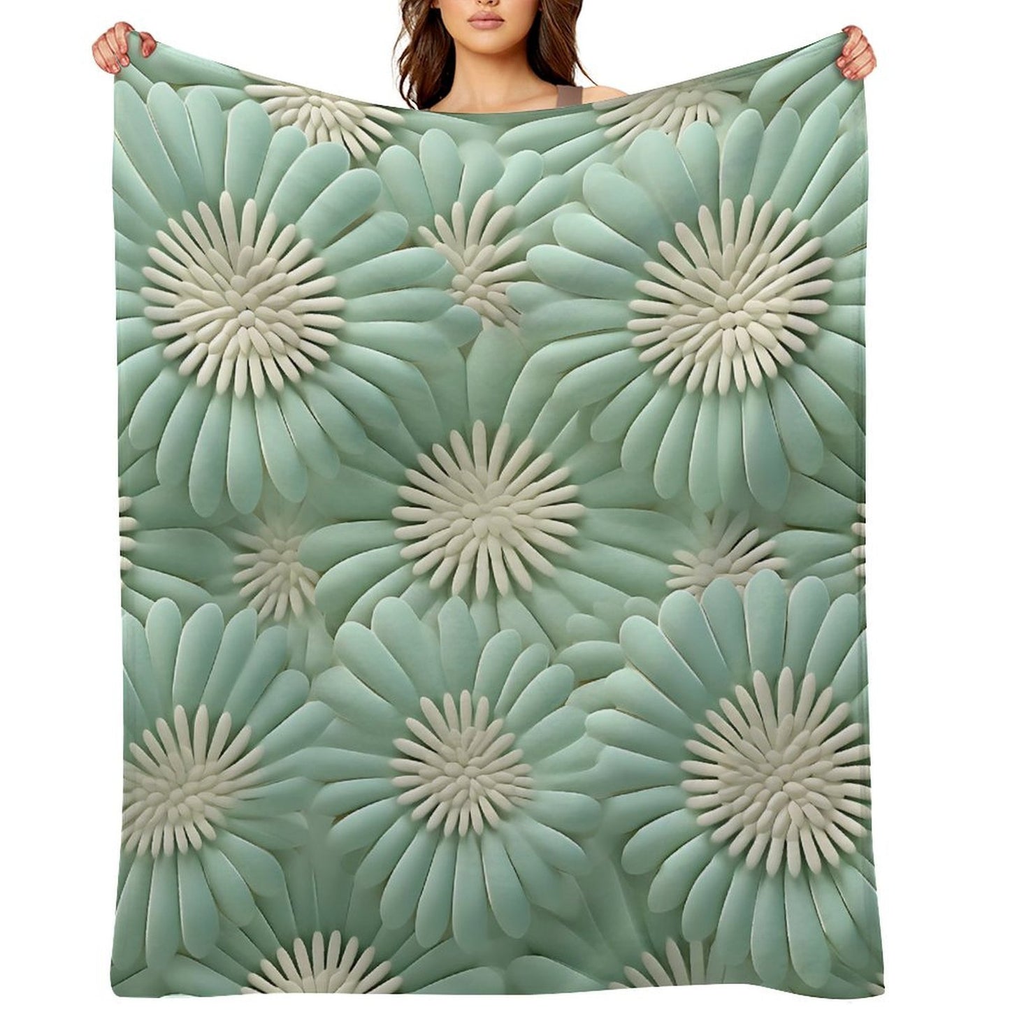 Soft Anti-Pilling Flannel Blanket with 3D Floral Pattern Design