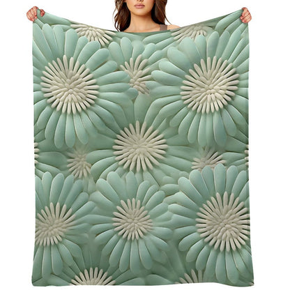 Soft Anti-Pilling Flannel Blanket with 3D Floral Pattern Design