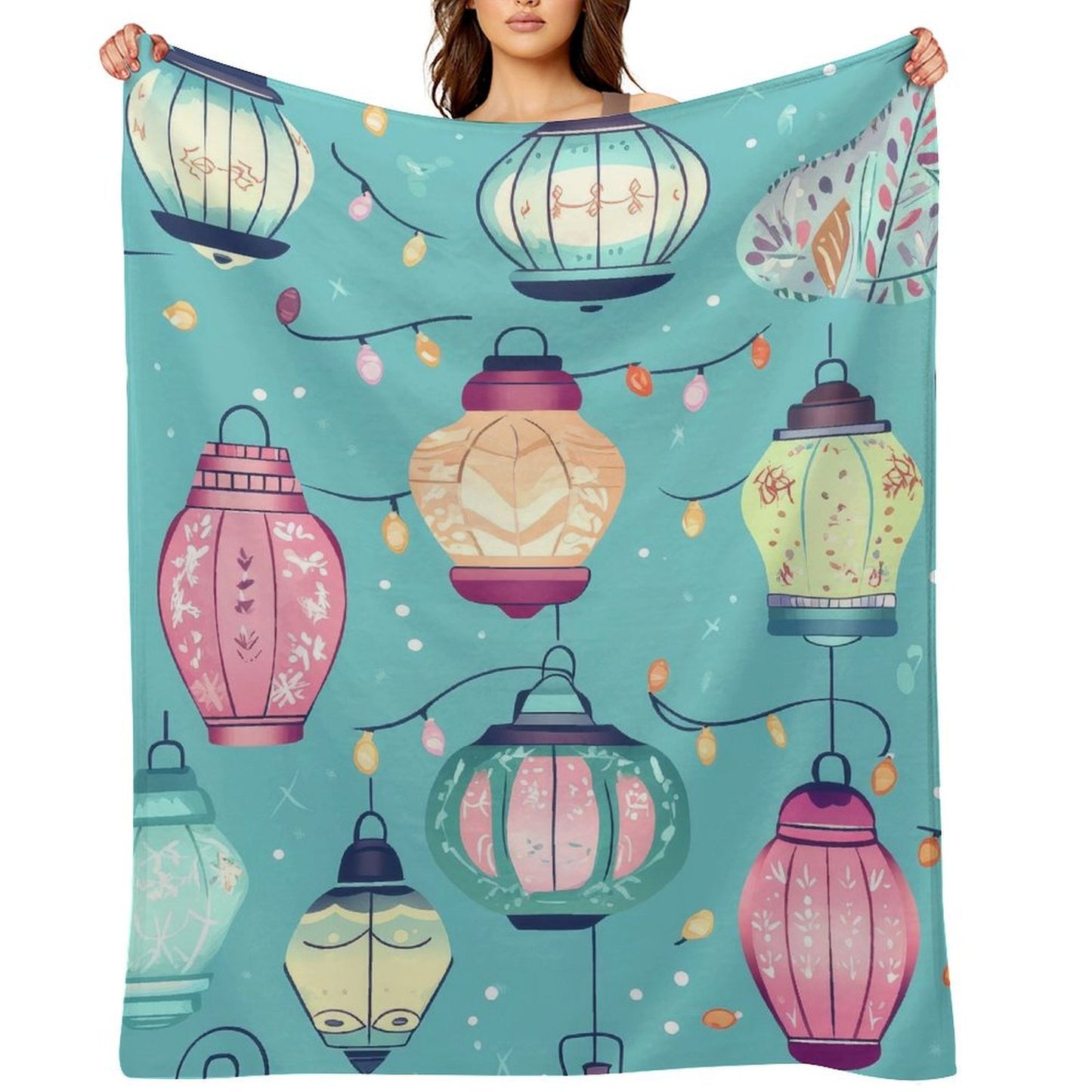 Soft Anti-Pilling Flannel Blanket with Cute Bell and Star Print