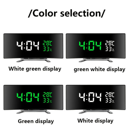 1pc Curved LED Alarm Clock with Large Display Screen Shows Time Temperature Humidity USB Powered Multifunctional Desk Clock