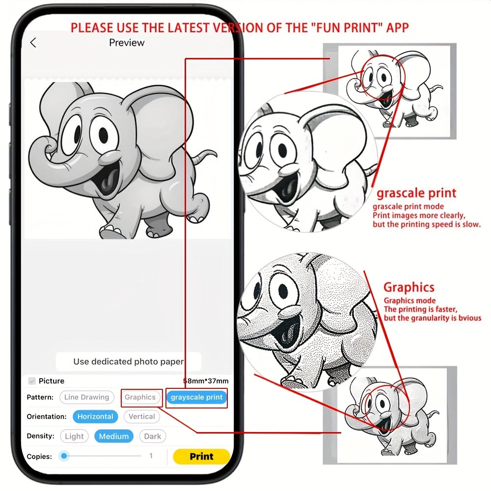 1pc Mini Wireless Printer Portable Pocket Inkless Photo Printer For Smartphone