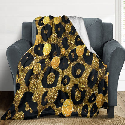 Modern Black and Gold Flannel Throw Home Decor
