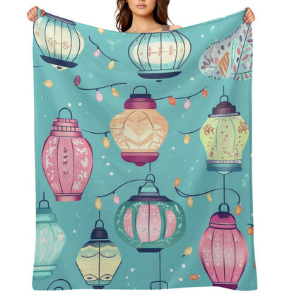 Soft Anti-Pilling Flannel Blanket with Cute Bell and Star Print