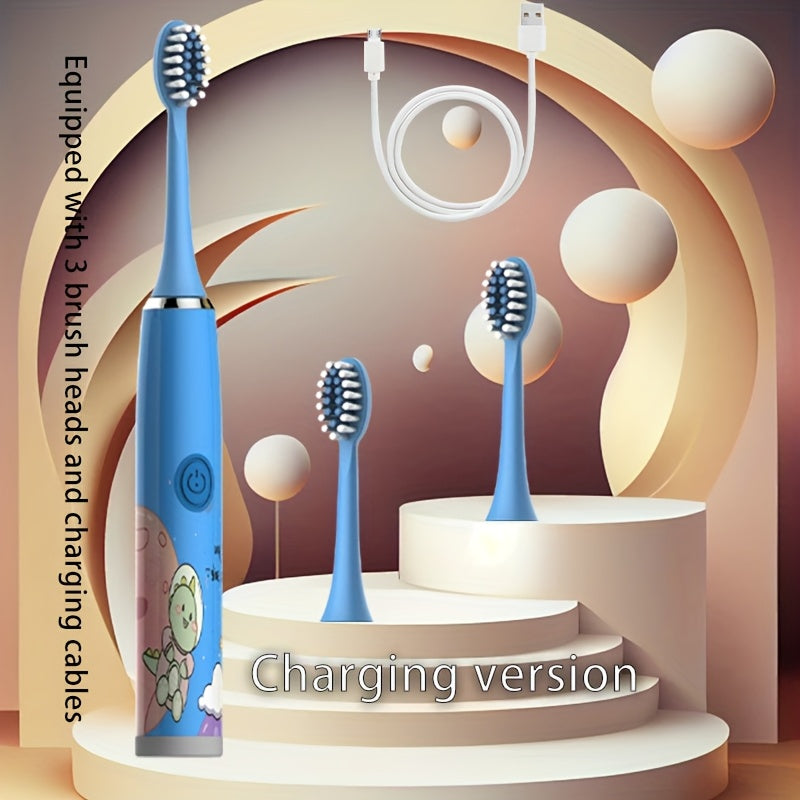 Rechargeable Electric Toothbrush with 2-Min Smart Timer 5 Speeds Easy Control Cute Cartoon Long Battery Life Gentle Care Cavity Prevention iPX7 Waterproof Soft Bristles Great Gift for Family Friends Holiday