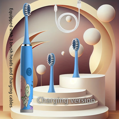Rechargeable Electric Toothbrush with 2-Min Smart Timer 5 Speeds Easy Control Cute Cartoon Long Battery Life Gentle Care Cavity Prevention iPX7 Waterproof Soft Bristles Great Gift for Family Friends Holiday