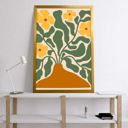 Abstract yellow flower canvas art mural 5