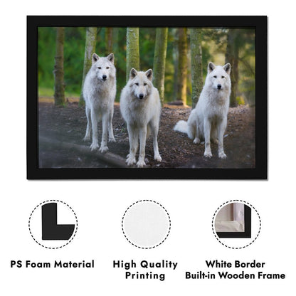 Wolves in Forest Wall Art Black Frame Animal Decoration-18